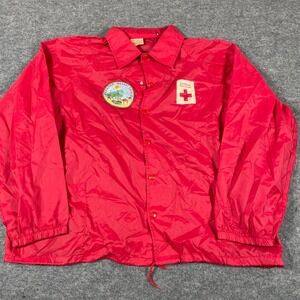 VTG Auburn Sportswear‎ Jacket Adult XL Red Snap Red Cross Operation Desert Storm